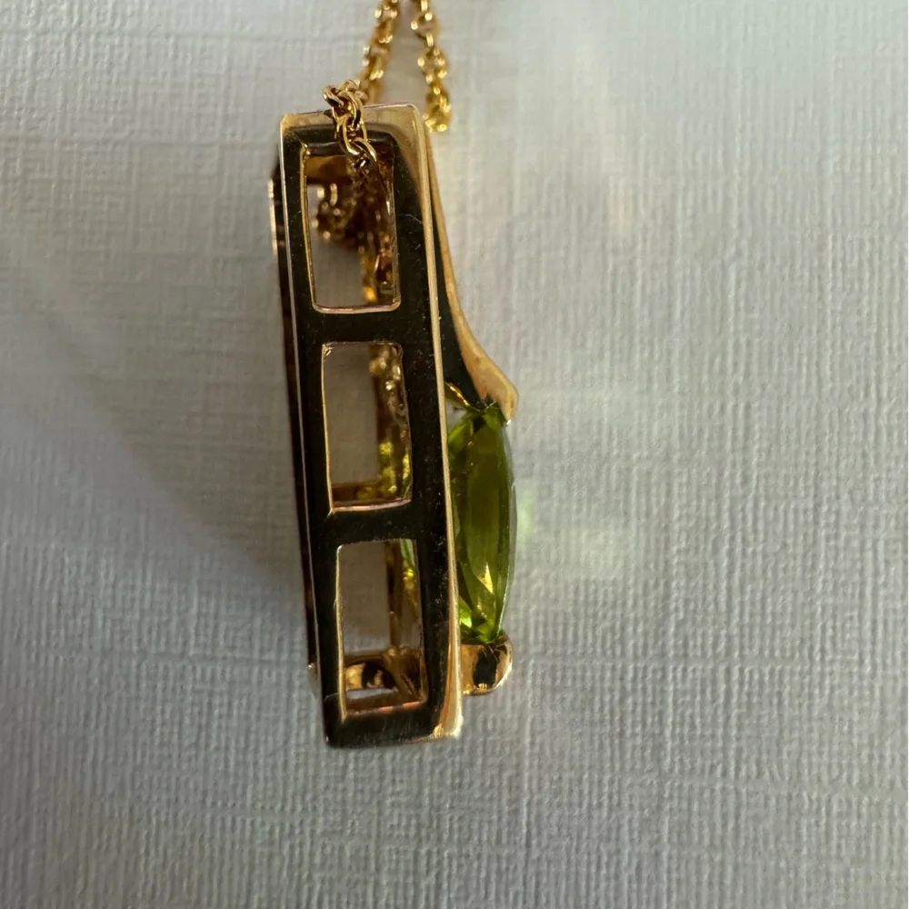 Midas 14K Gold Necklace with Peridot & Diamond Pendant - Picture 7 of 11